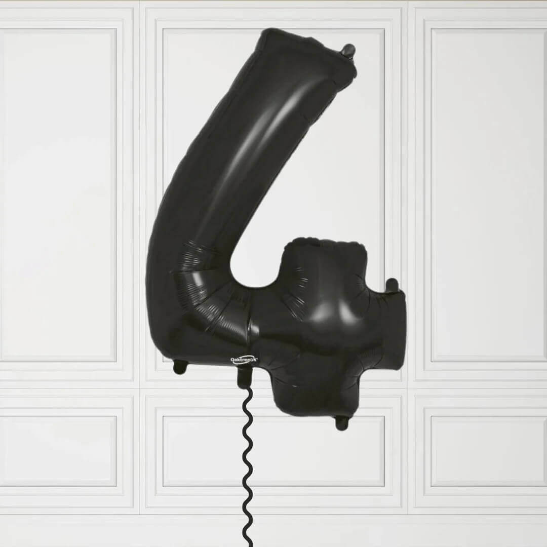 40-Inch Black Number 4 Balloon – Helium Filled with Weight
