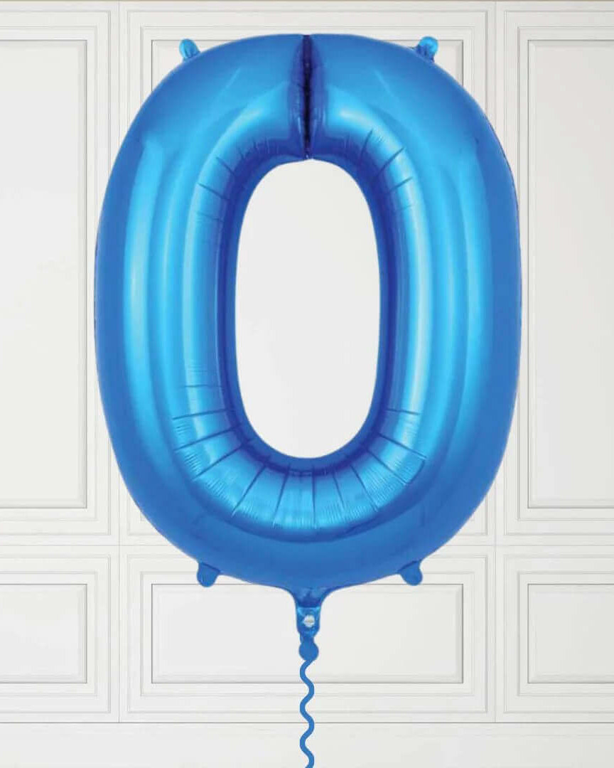 40-Inch Blue Number 0 Balloon – Helium Filled with Weight