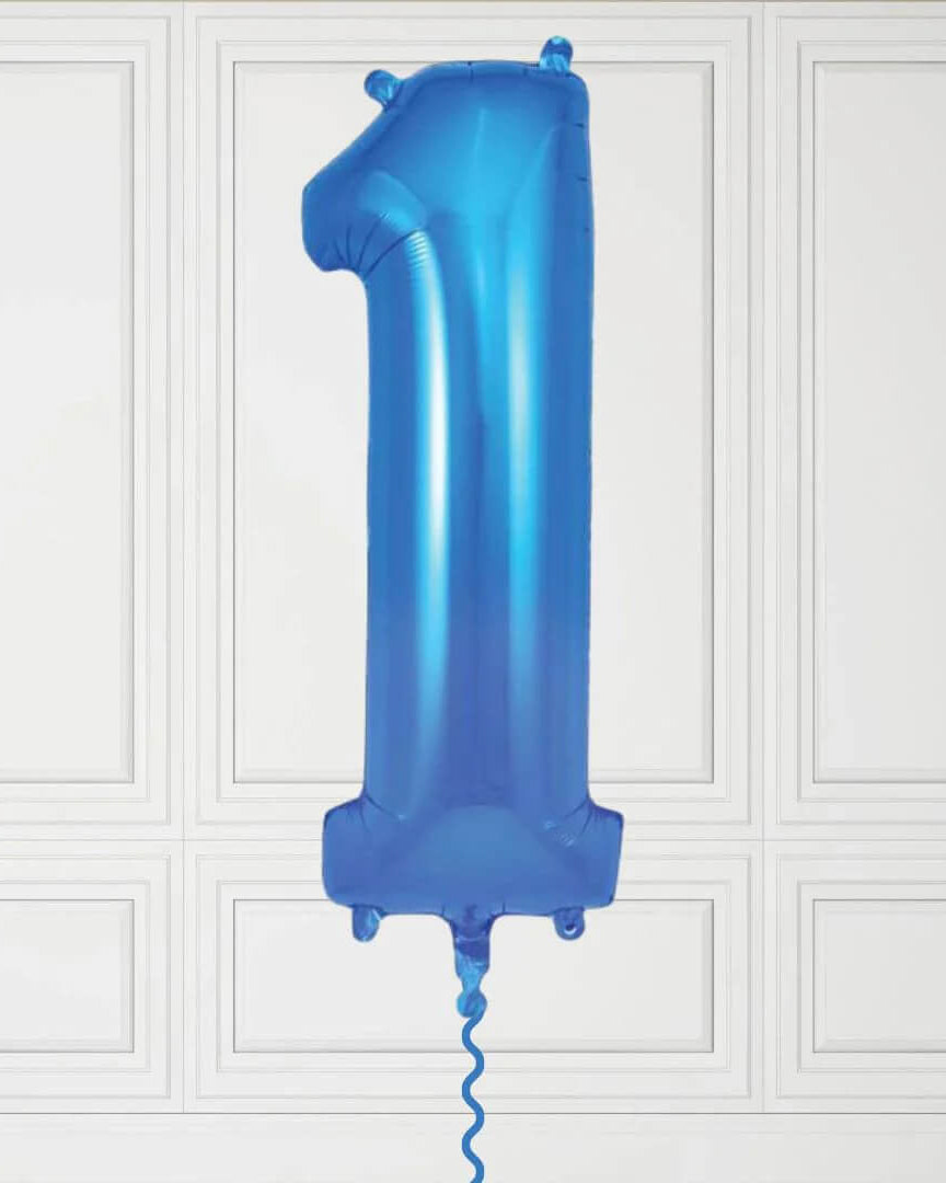 40-Inch Blue Number 1 Balloon – Helium Filled with Weight