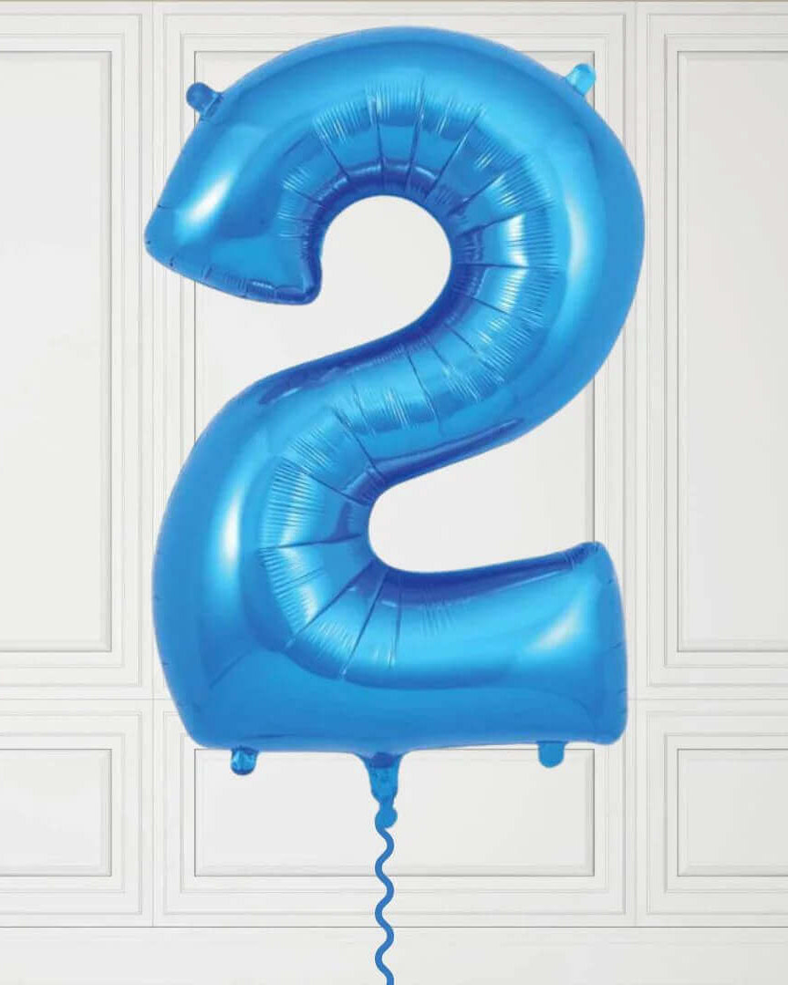 40-Inch Blue Number 2 Balloon – Helium Filled with Weight