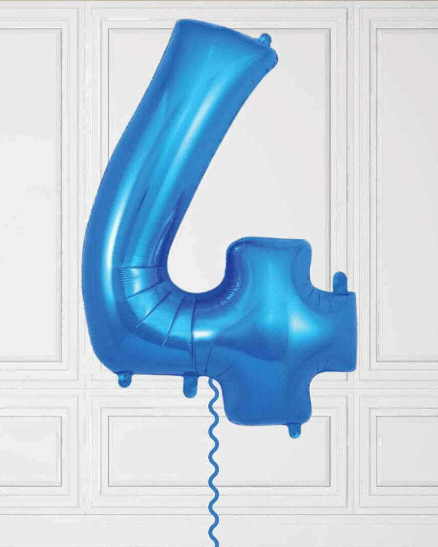 40-Inch Blue Number 4 Balloon – Helium Filled with Weight