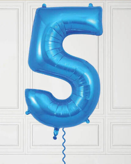 40-Inch Blue Number 5 Balloon – Helium Filled with Weight
