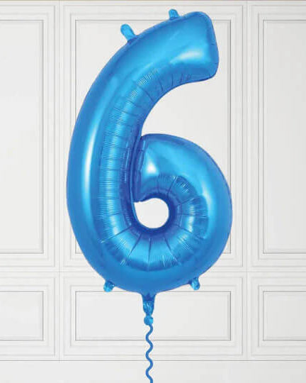 40-Inch Blue Number 6 Balloon – Helium Filled with Weight