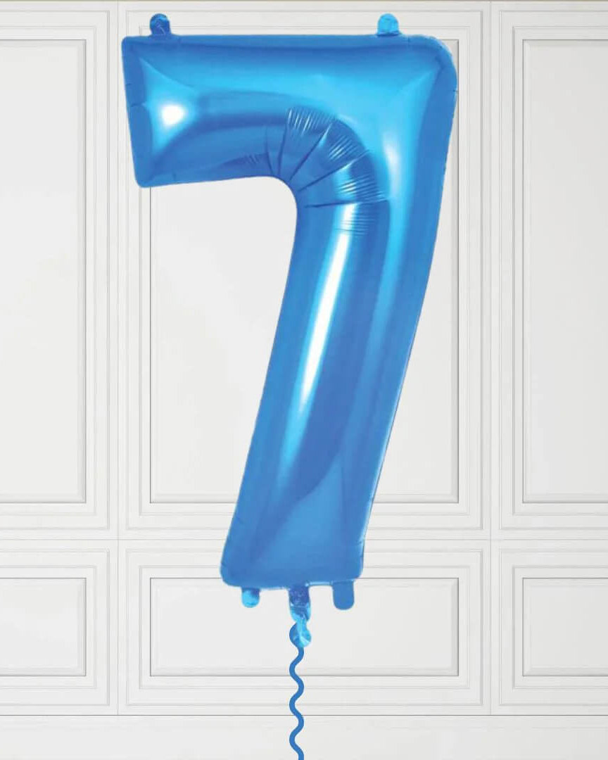 40-Inch Blue Number 7 Balloon – Helium Filled with Weight