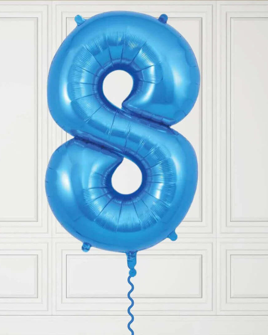40-Inch Blue Number 8 Balloon – Helium Filled with Weight