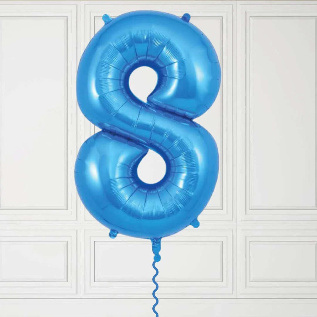 40-Inch Blue Number 8 Balloon – Helium Filled with Weight