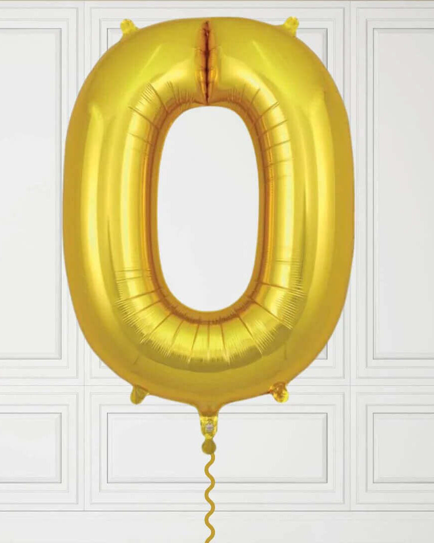 40-Inch Gold Number 0 Balloon – Helium Filled with Weight