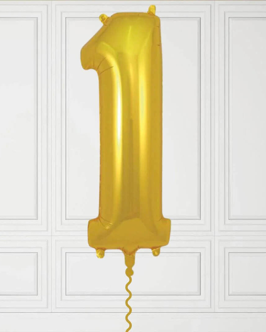 40-Inch Gold Number 1 Balloon – Helium Filled with Weight
