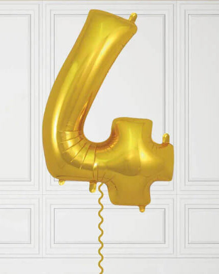40-Inch Gold Number 4 Balloon – Helium Filled with Weight
