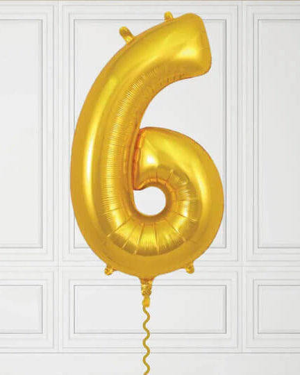 40-Inch Gold Number 6 Balloon – Helium Filled with Weight