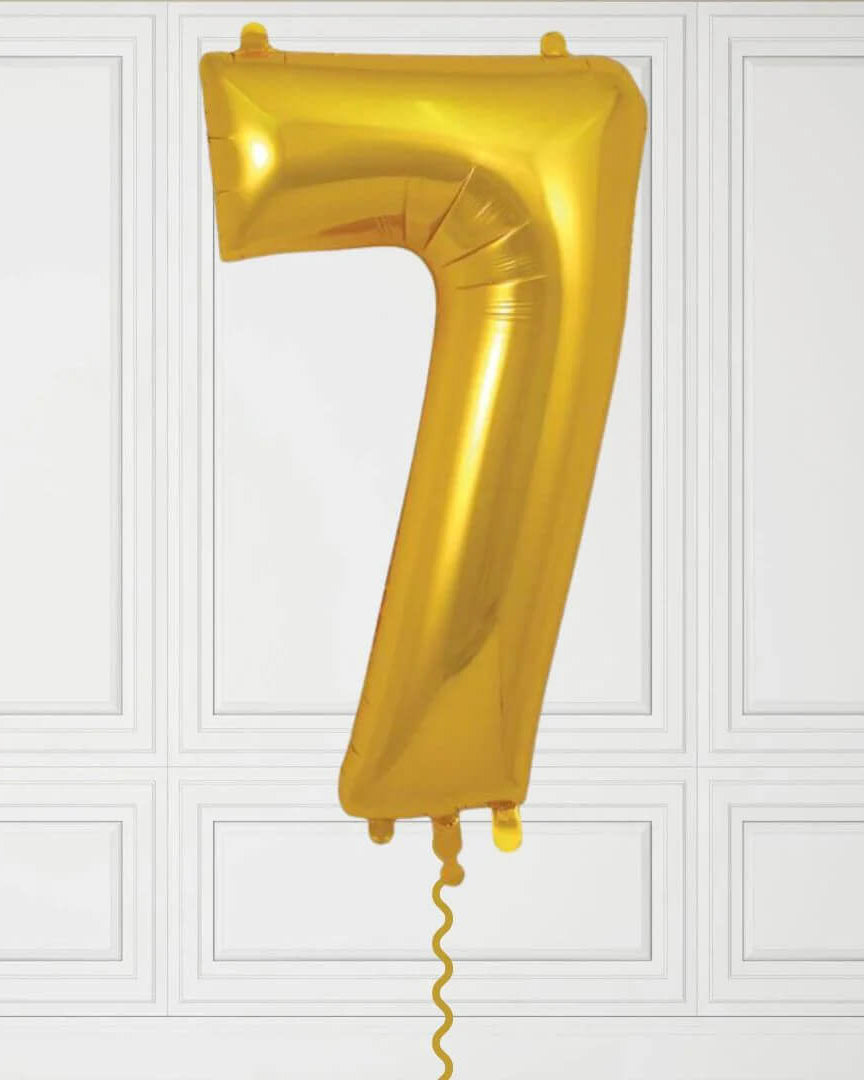 40-Inch Gold Number 7 Balloon – Helium Filled with Weight