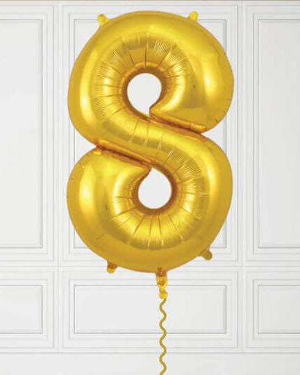 40-Inch Gold Number 8 Balloon – Helium Filled with Weight