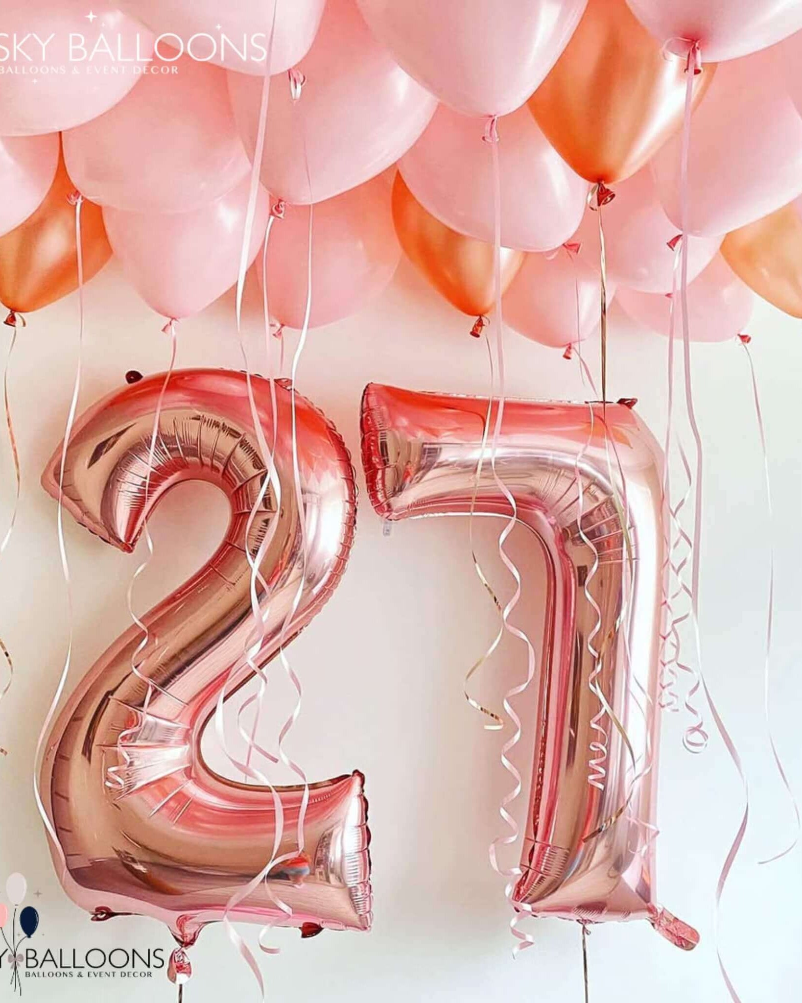 Shimmering Rose Gold Celebration Balloons