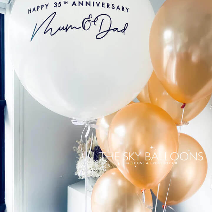 Colorful Happy Birthday Balloons Set featuring helium-filled latex balloons and personalized birthday balloon with festive decorations