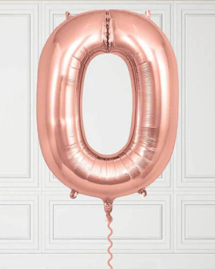 40-Inch Rose Gold Number 0 Balloon – Helium Filled with Weight