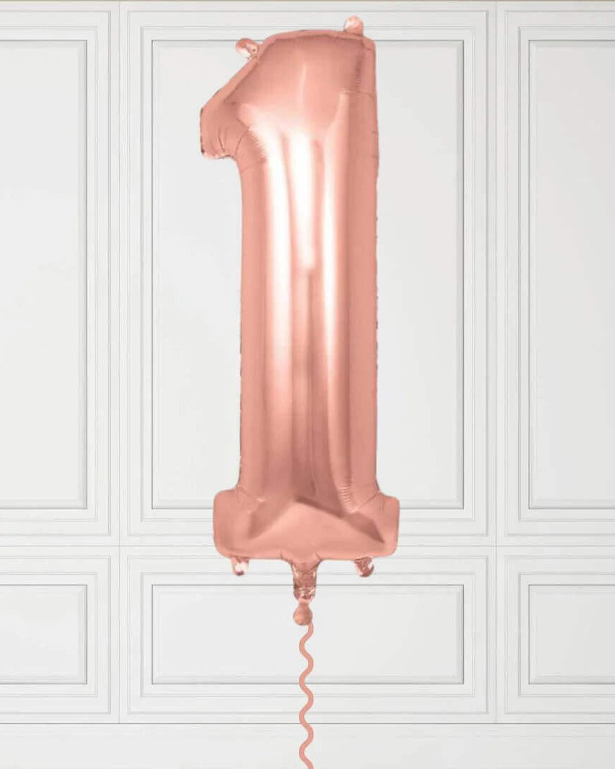 40-Inch Rose Gold Number 1 Balloon – Helium Filled with Weight