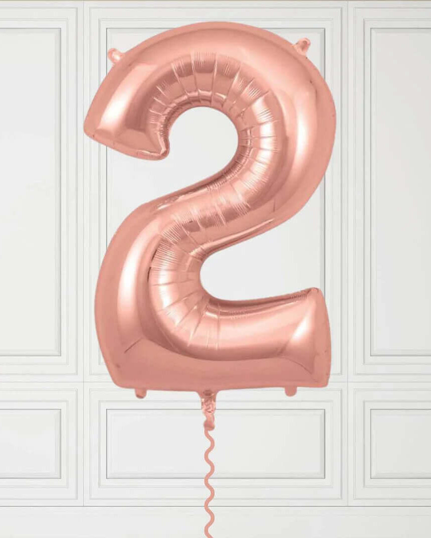 40-Inch Rose Gold Number 2 Balloon – Helium Filled with Weight
