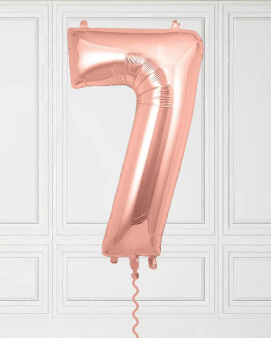 40-Inch Rose Gold Number 7 Balloon – Helium Filled with Weight