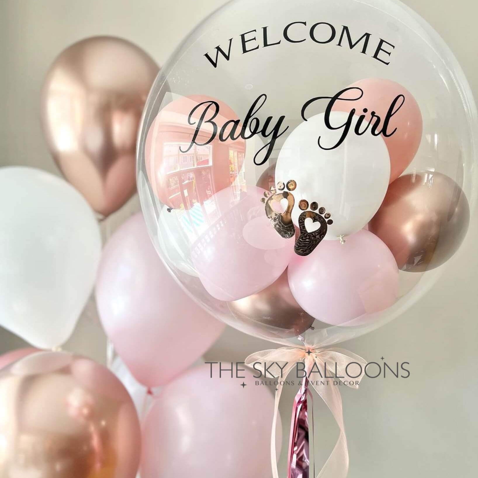 Welcome Baby Girl Balloons