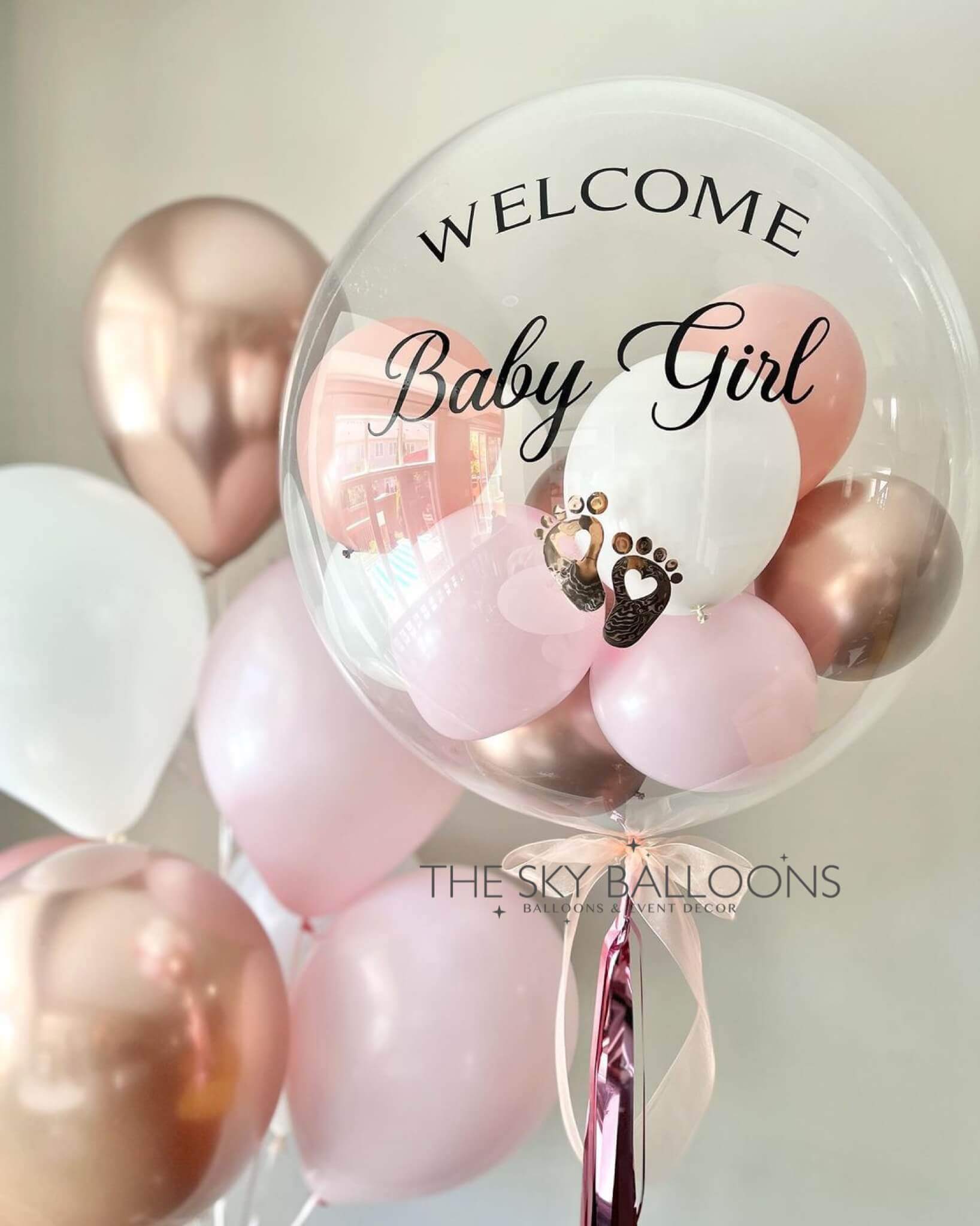 Welcome Baby Girl Balloons