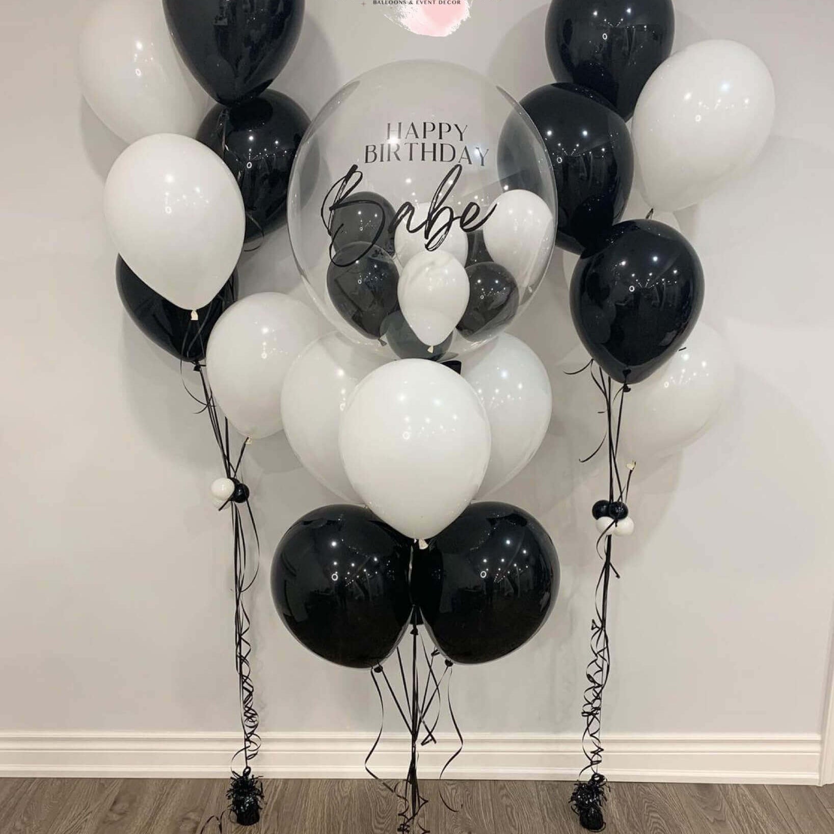Happy Birthday Black & white Balloons set