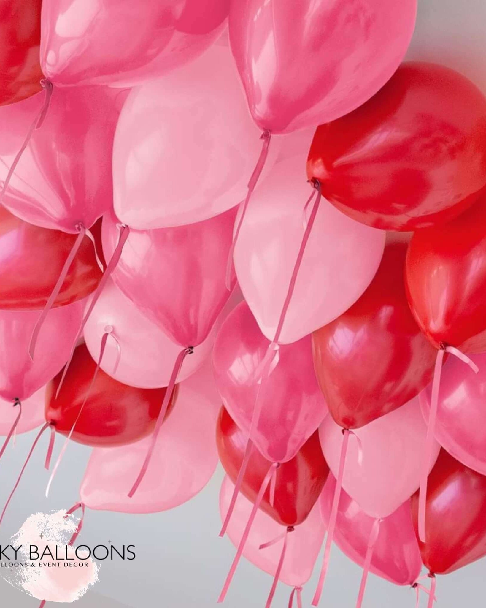 Loved Up Red & Pink Helium Ceiling Balloons order