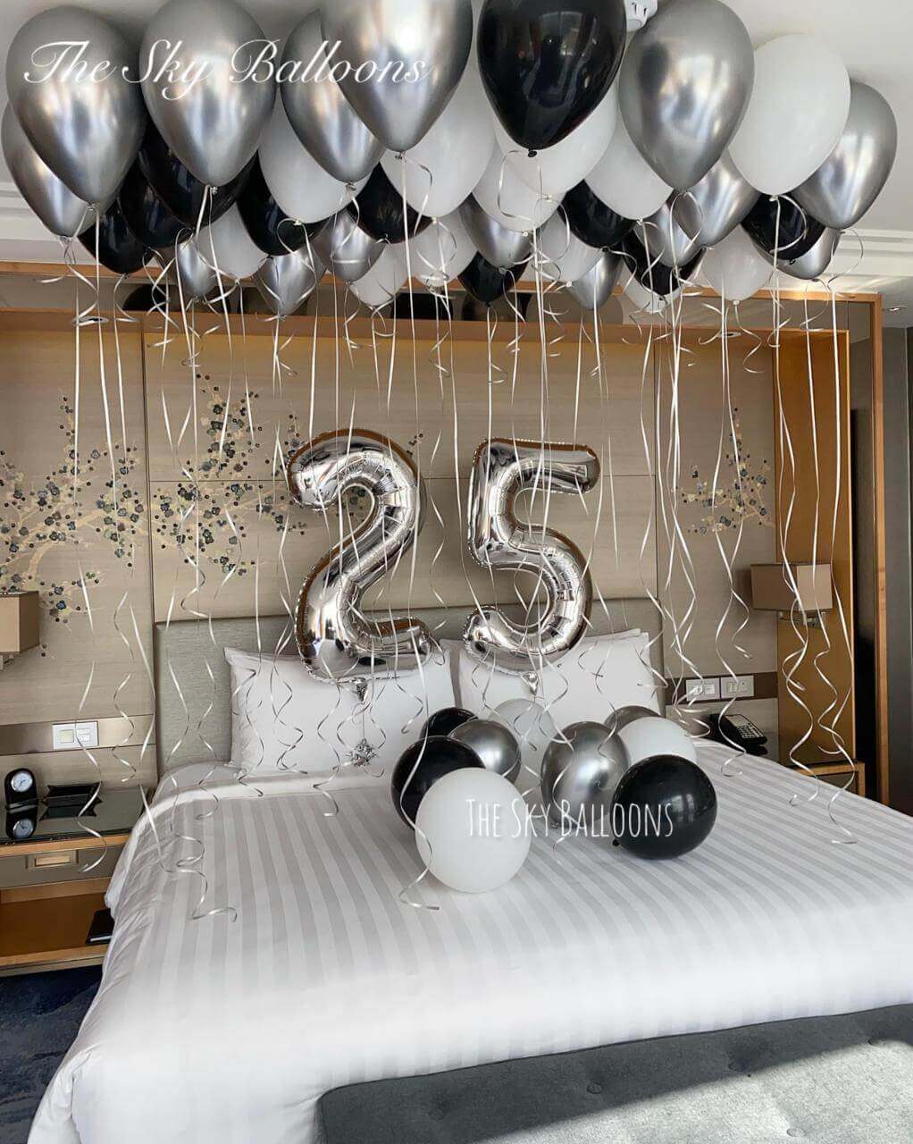 25th Birthday Silver Balloon Package