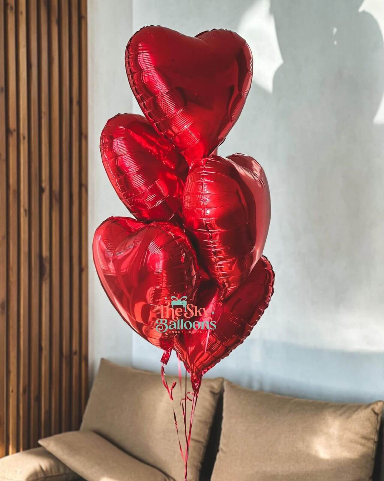 All Red Heart Foil Balloon Bouquet