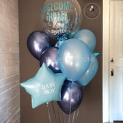 Welcome the newest arrival with a special Welcome to the World balloon. Perfect for a baby shower or welcoming the new bundle of joy, the decorative balloon will be a beautiful addition to the party décor.