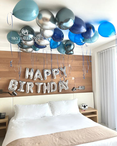 Birthday Ceiling Balloons & Banner Setup