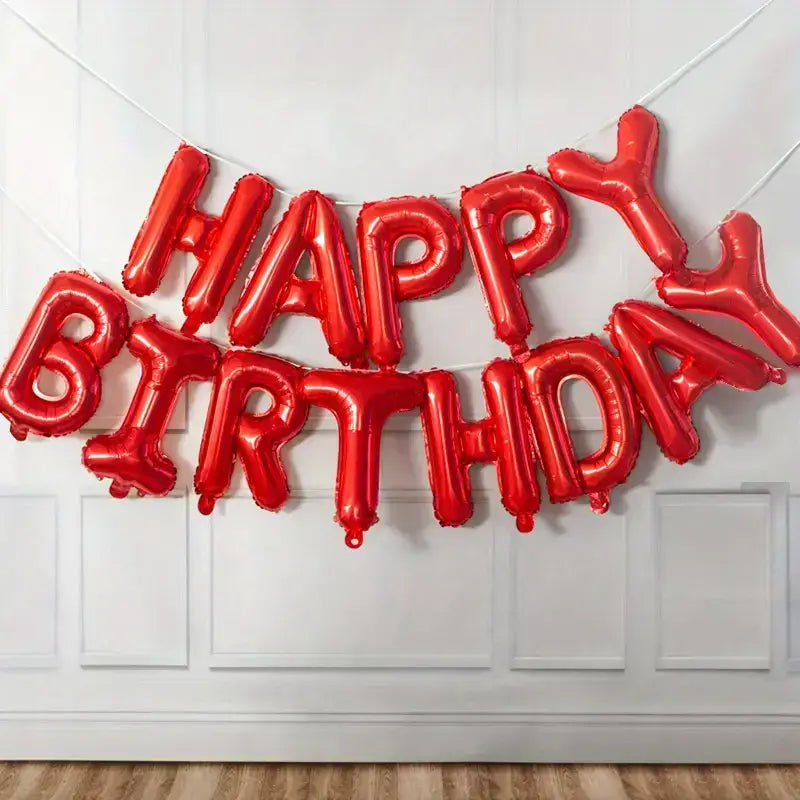 Happy Birthday Red Foil Balloons Set