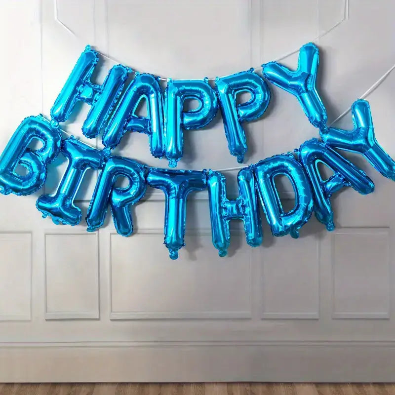 Happy Birthday Blue Foil Balloons Set