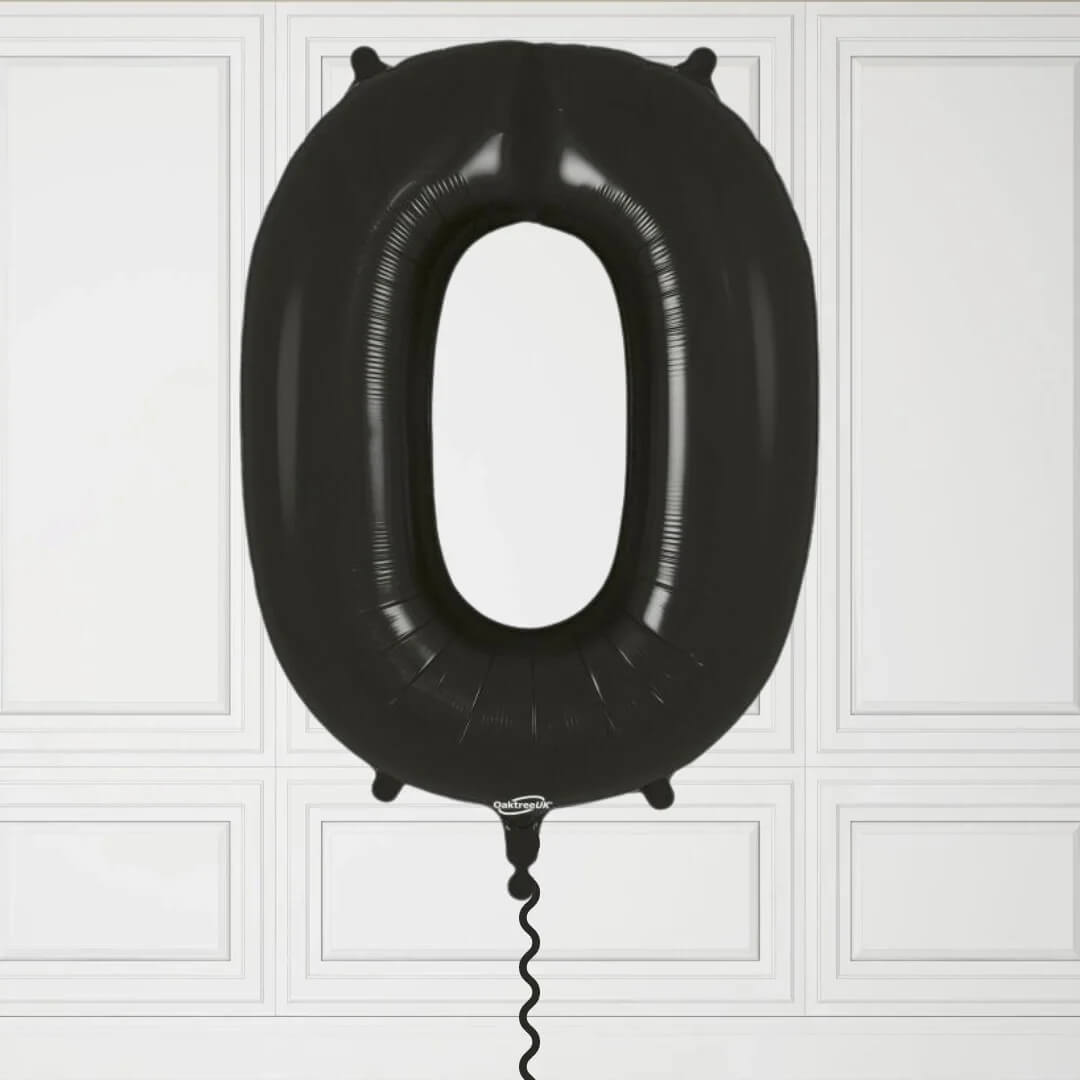 40-Inch Black Number 0 Balloon