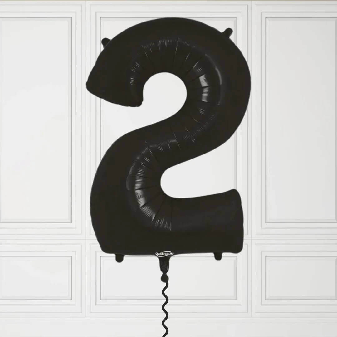 40-Inch Black Number 2 Balloon – Helium Filled with Weight