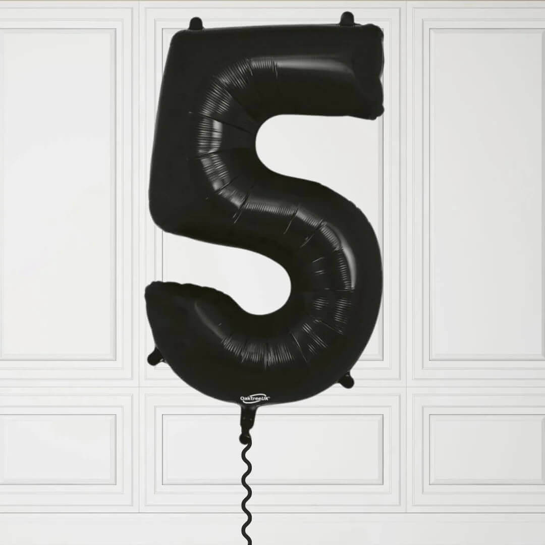 40-Inch Black Number 5 Balloon – Helium Filled with Weight