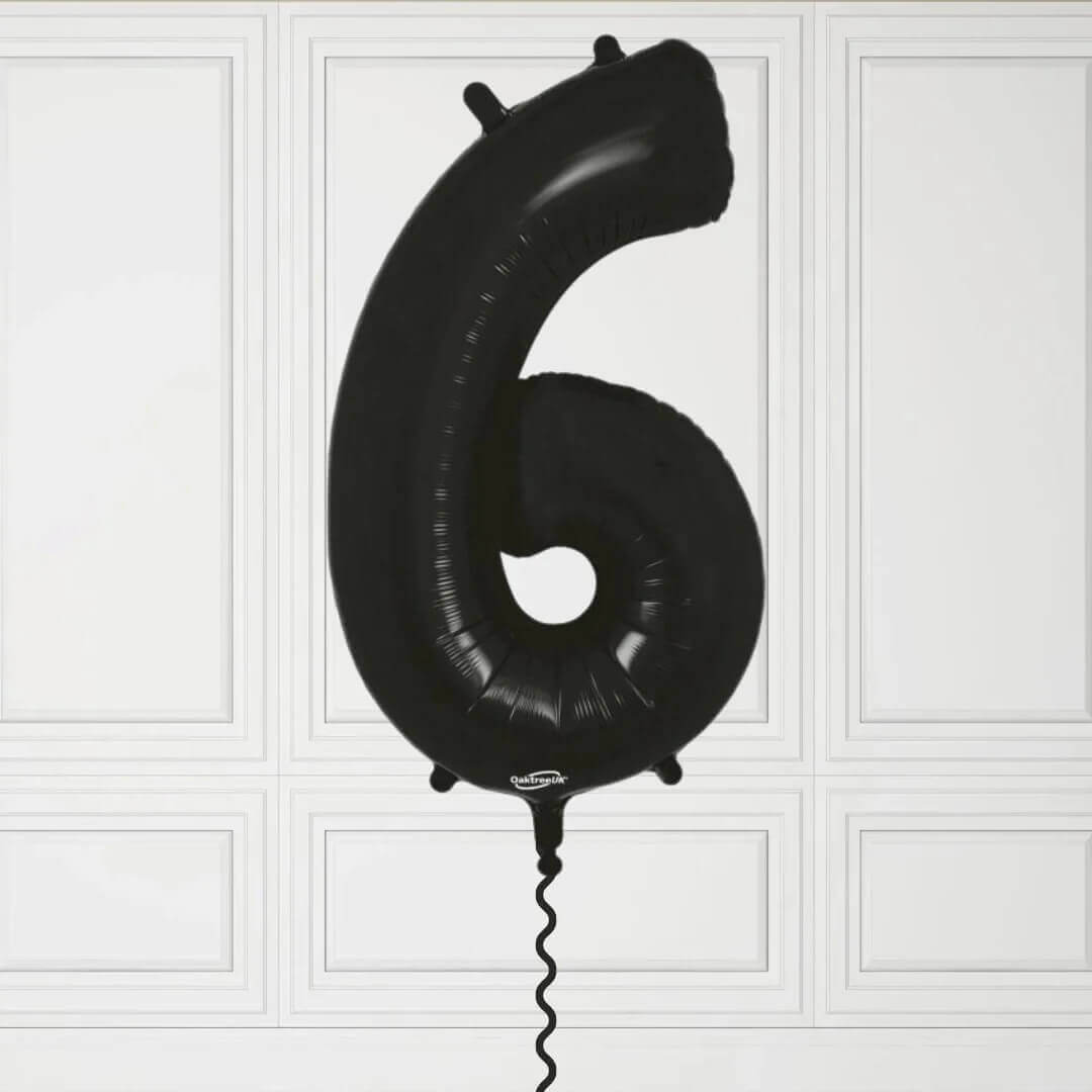 40-Inch Black Number 6 Balloon – Helium Filled with Weight