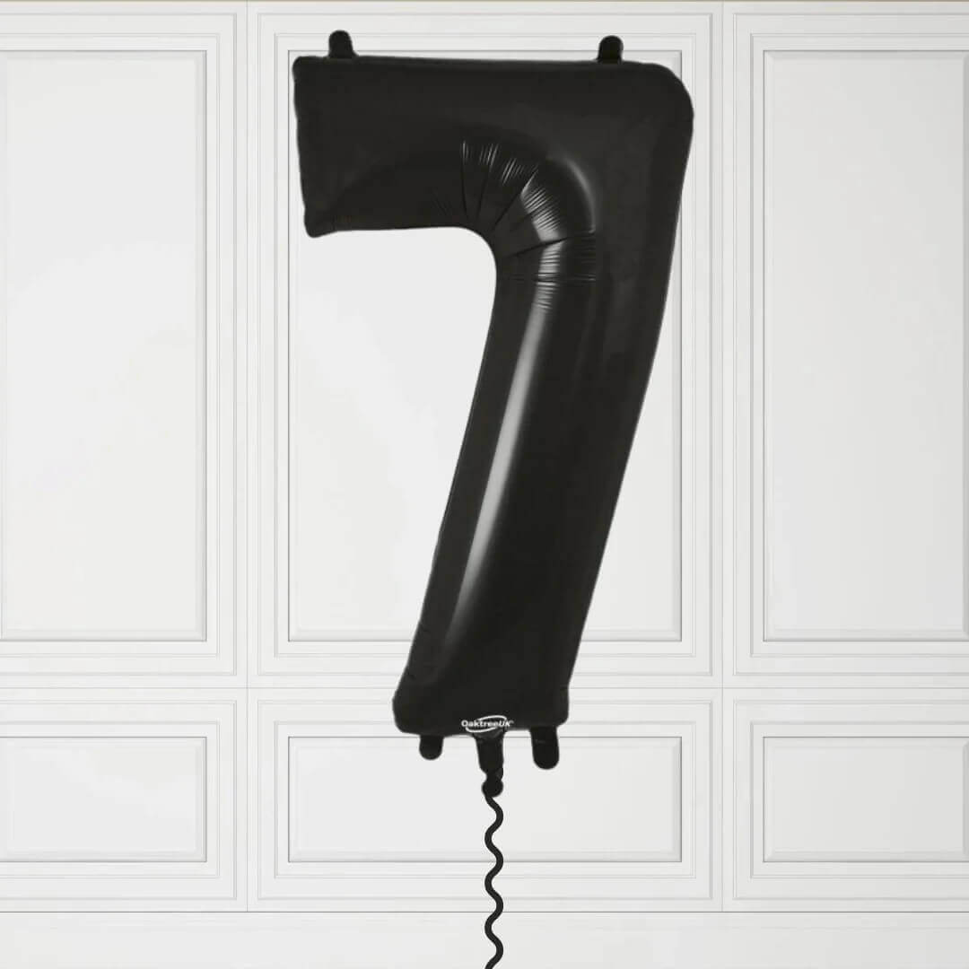 40-Inch Black Number 7 Balloon – Helium Filled with Weight