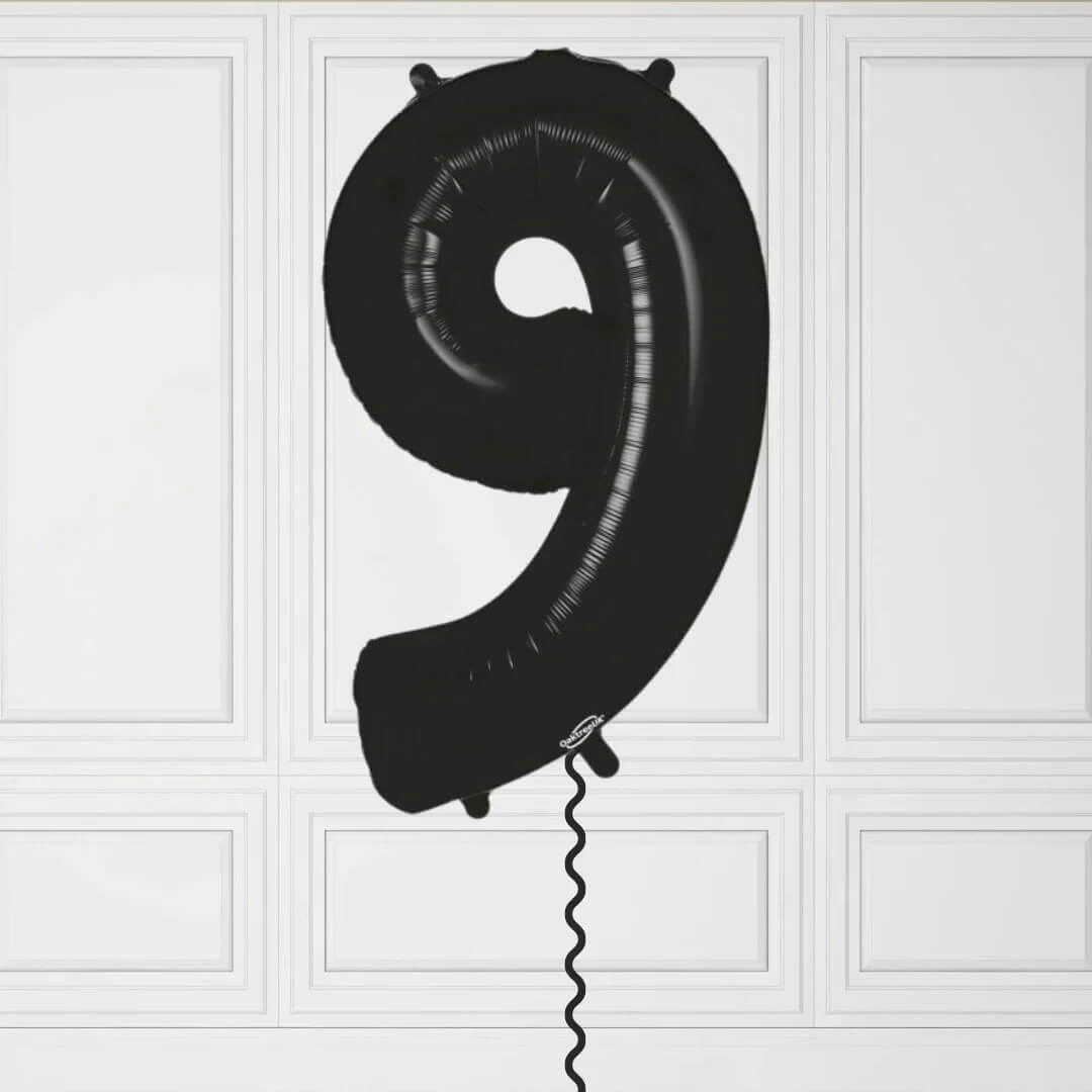 40-Inch Black Number 9 Balloon – Helium Filled with Weight