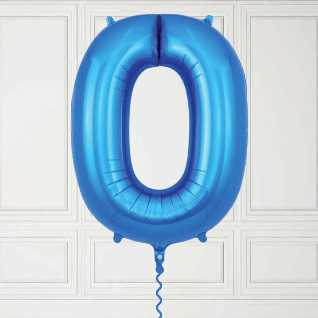 40-Inch Blue Number 0 Balloon – Helium Filled with Weight