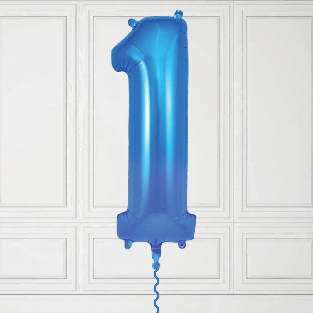 40-Inch Blue Number 1 Balloon – Helium Filled with Weight