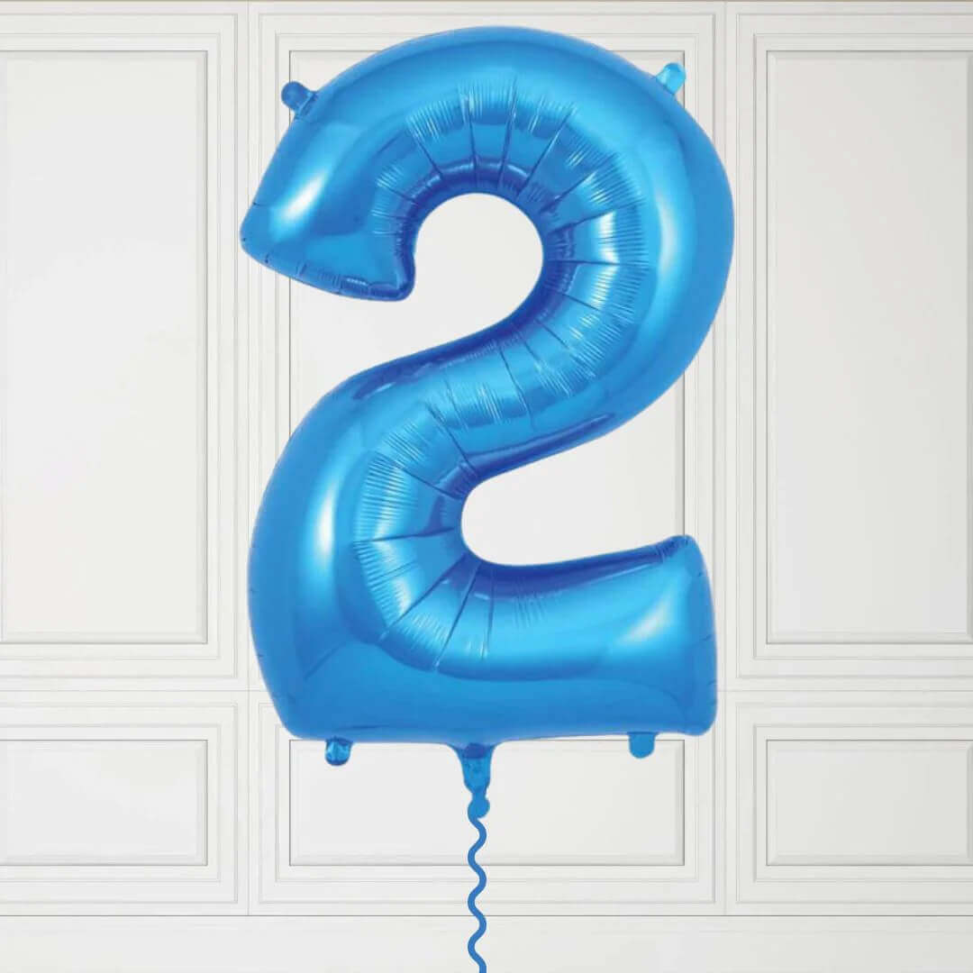 40-Inch Blue Number 2 Balloon – Helium Filled with Weight