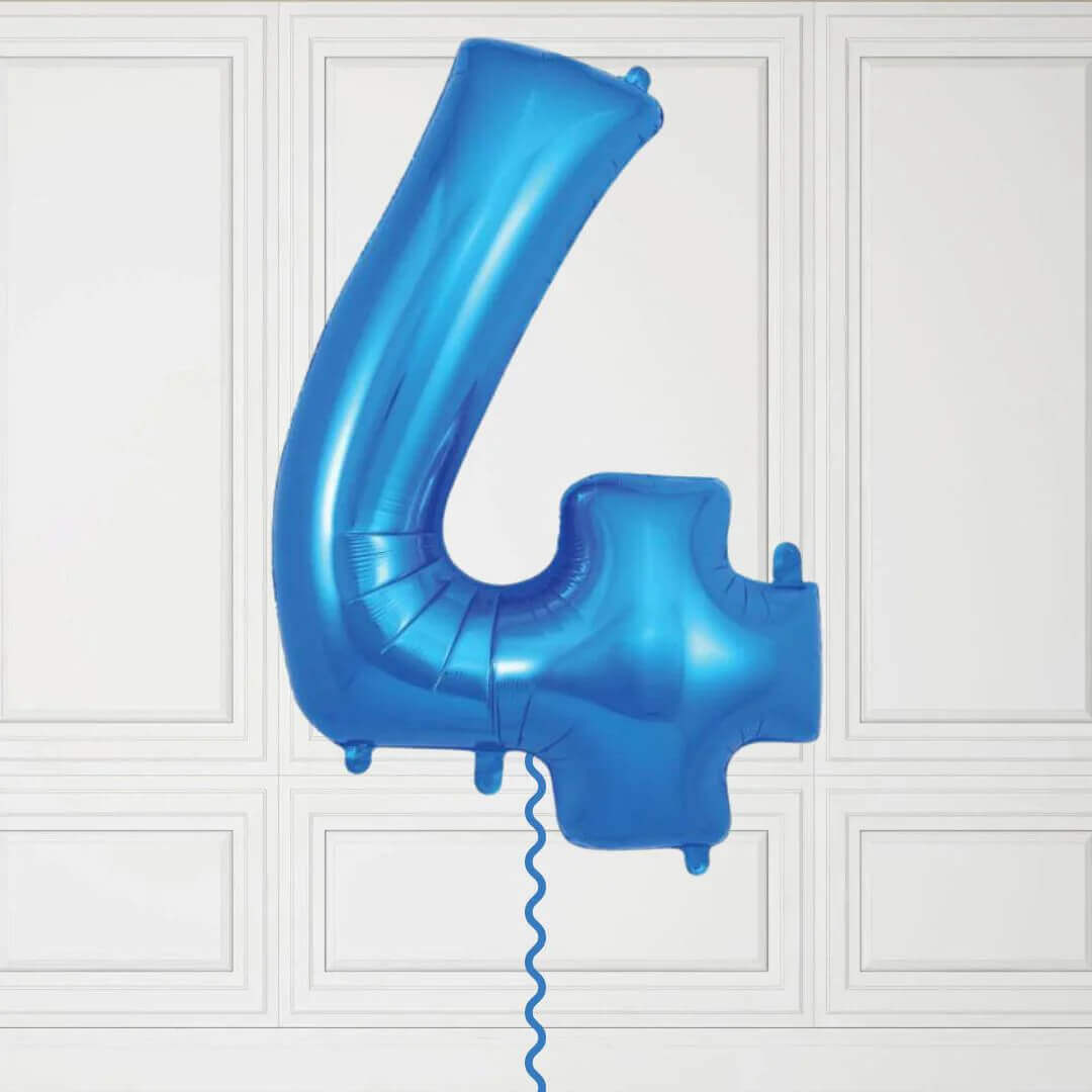 40-Inch Blue Number 4 Balloon – Helium Filled with Weight