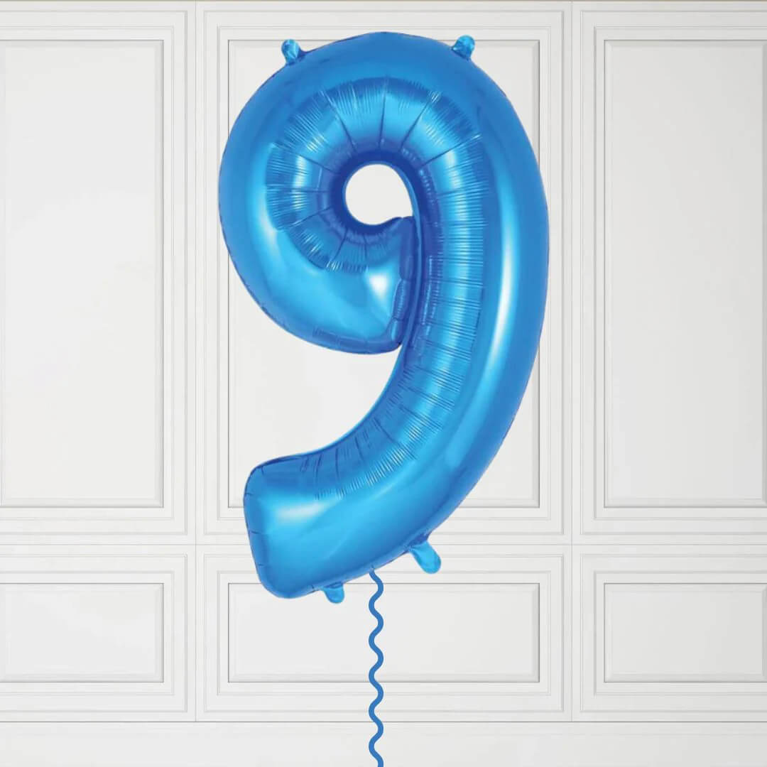 40-Inch Blue Number 9 Balloon – Helium Filled with Weight