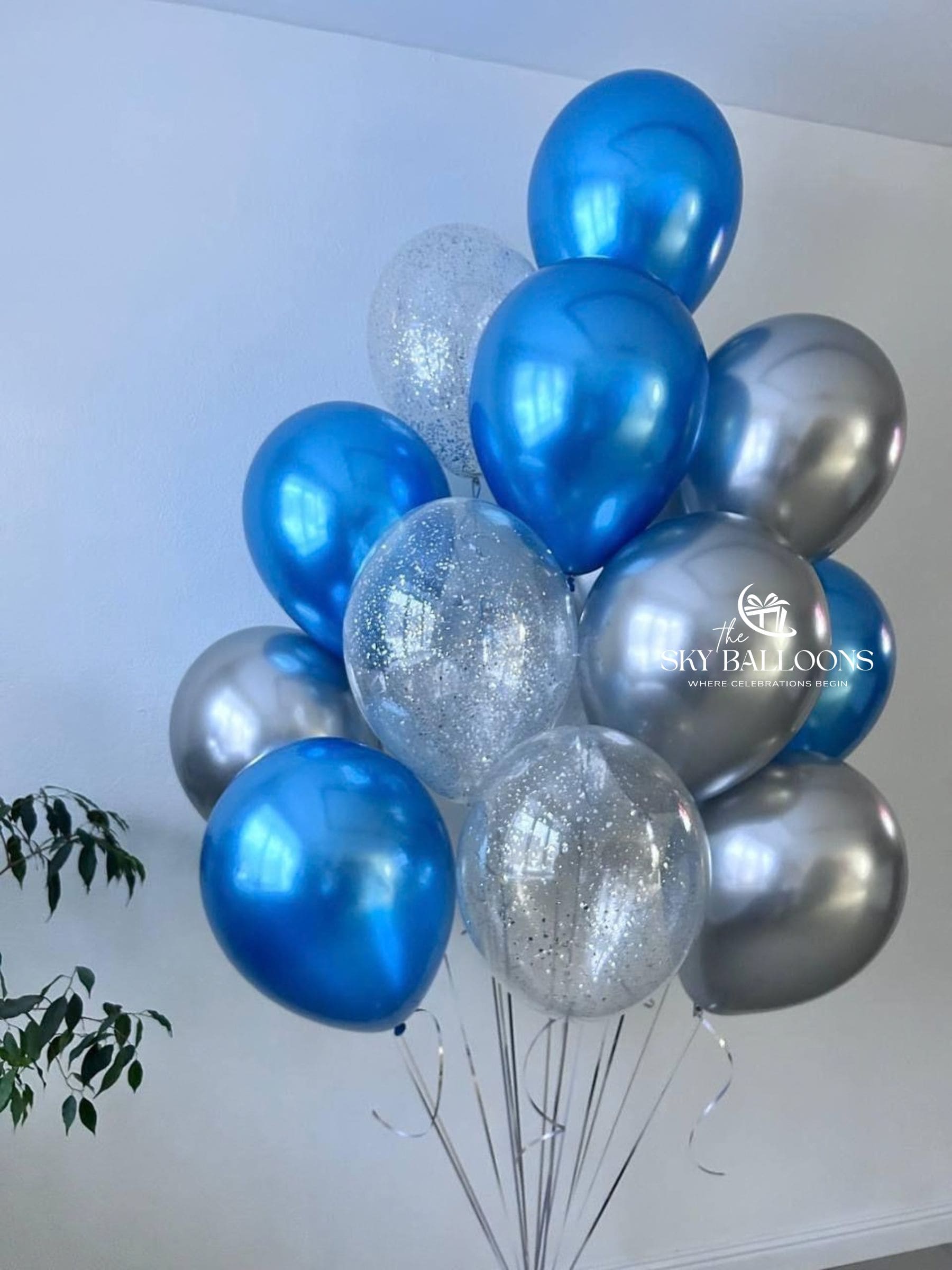 Blue & Silver Birthday Balloons