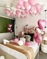 Pink Rose Gold Ceiling Balloons Bride Banner Bouquets