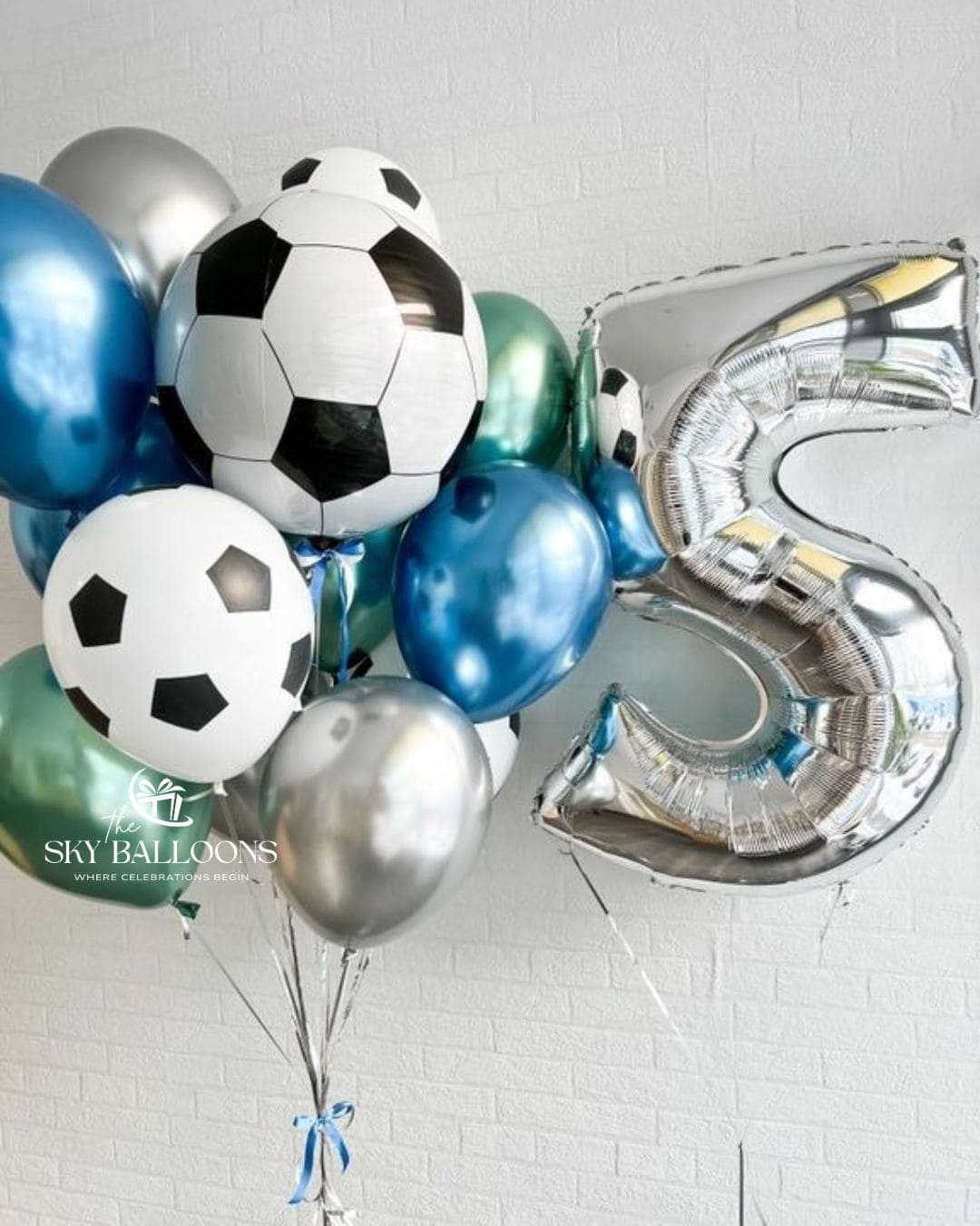 Football & Silver Number Balloon Bouquet
