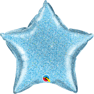 Light Blue Glitter Star Foil Balloon