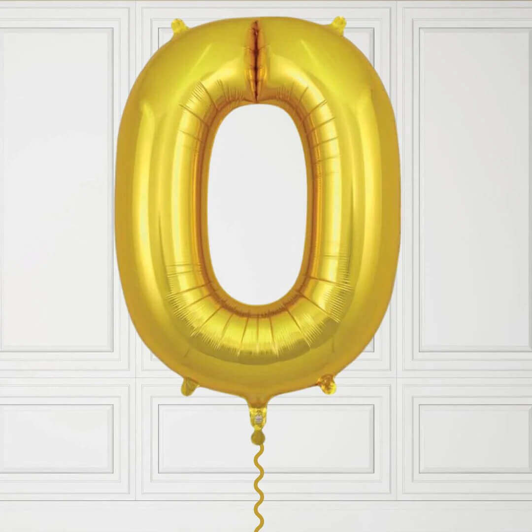 40-Inch Gold Number 0 Balloon – Helium Filled with Weight