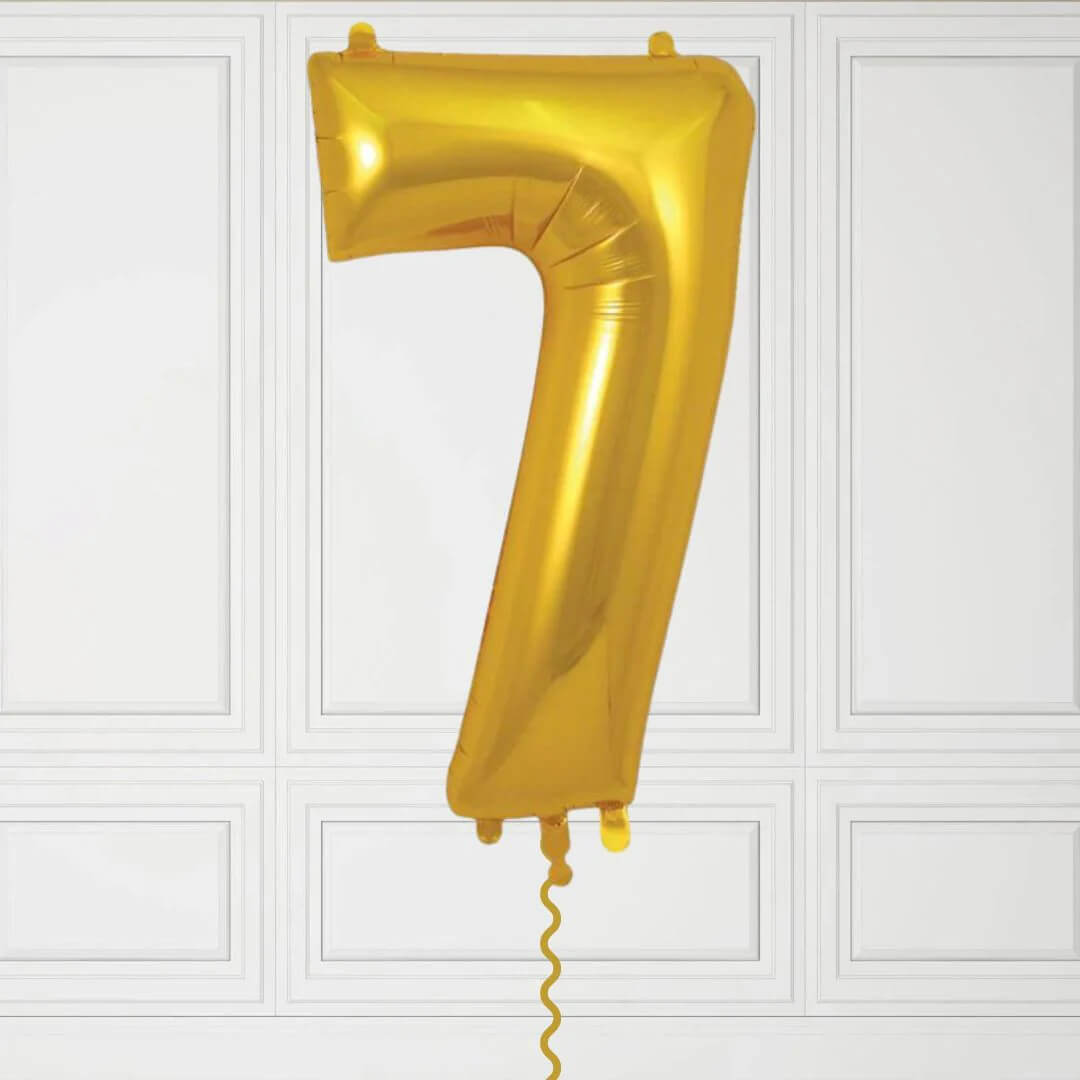 40-Inch Gold Number 7 Balloon – Helium Filled with Weight