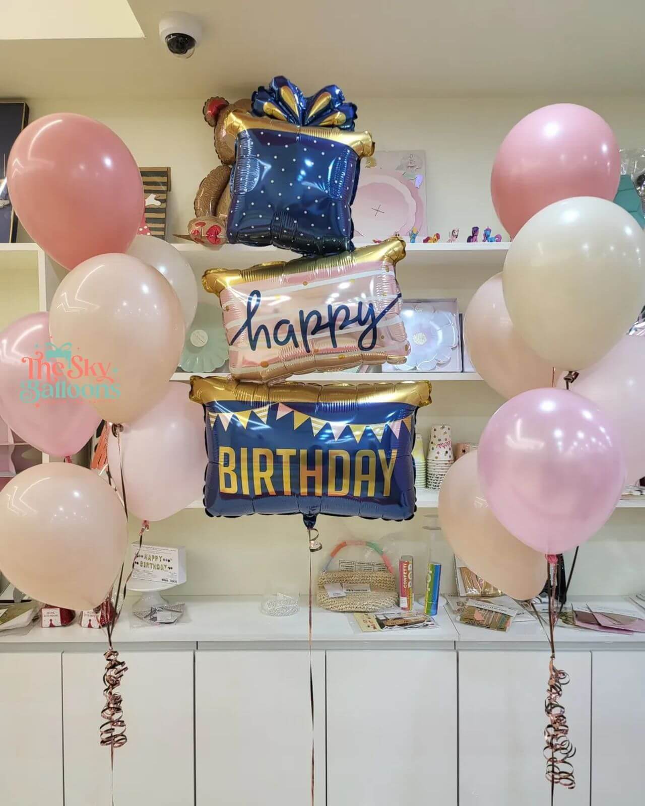 Happy Birthday Gift Boxes Balloon Bouquet